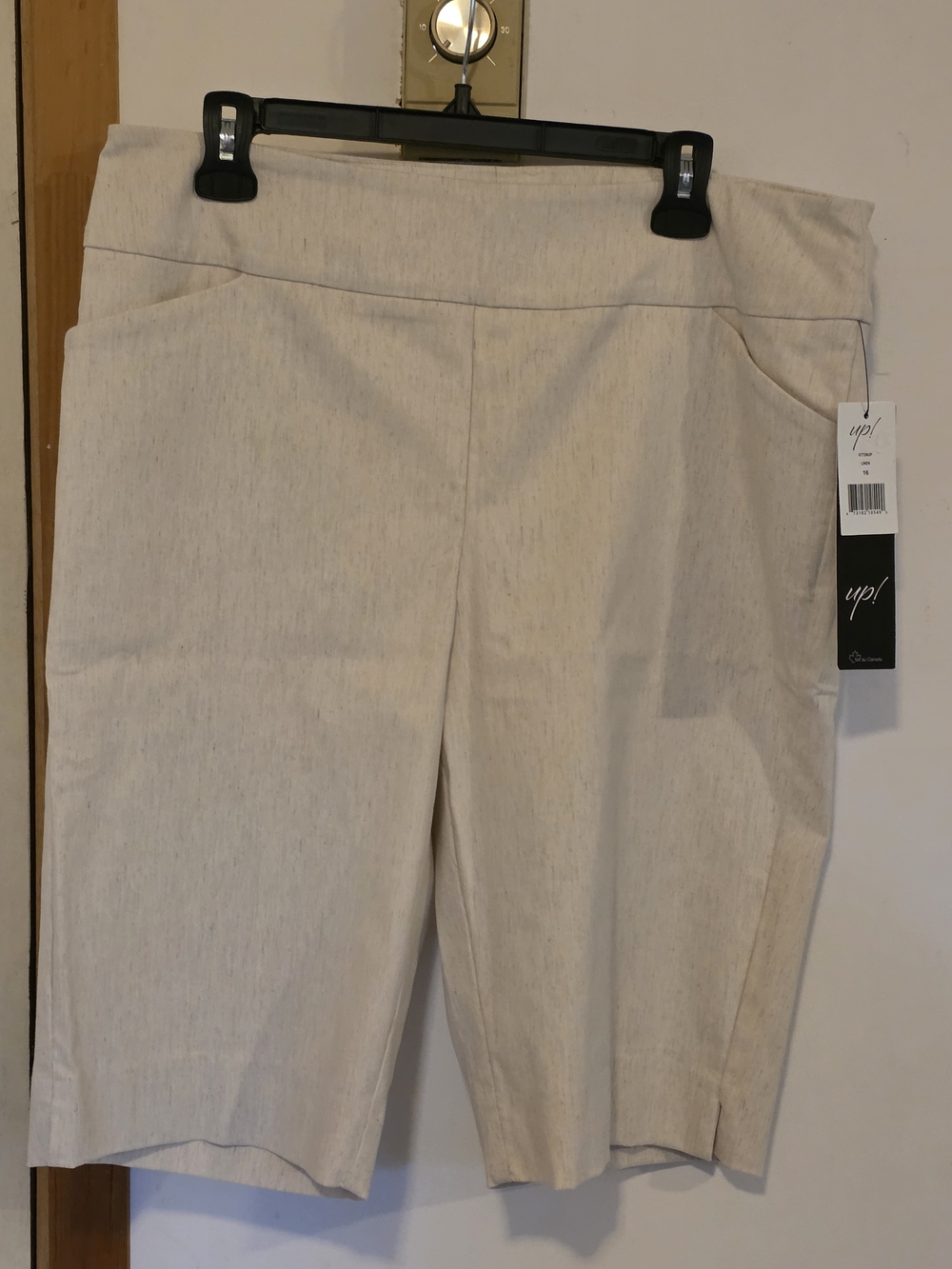 "Up" Women's Cream Pull-On Bermuda Shorts